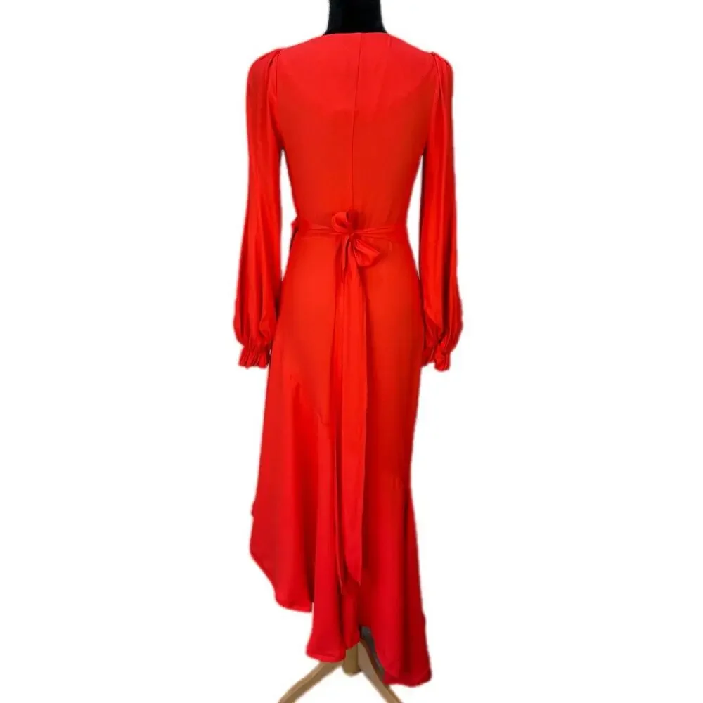 Maria Lucia Hohan Red Ruffle Wrap Dress - Women's Size 2